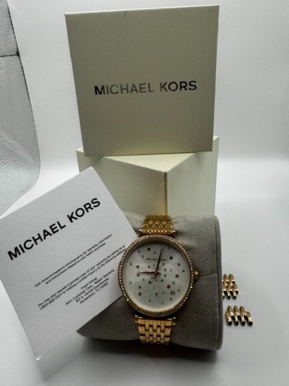 MICHAEL KORS "MAISIE" MK4470 ROSE GOLD WATCH-LIKE NEW WITH BOX AND LINKS "RARE"